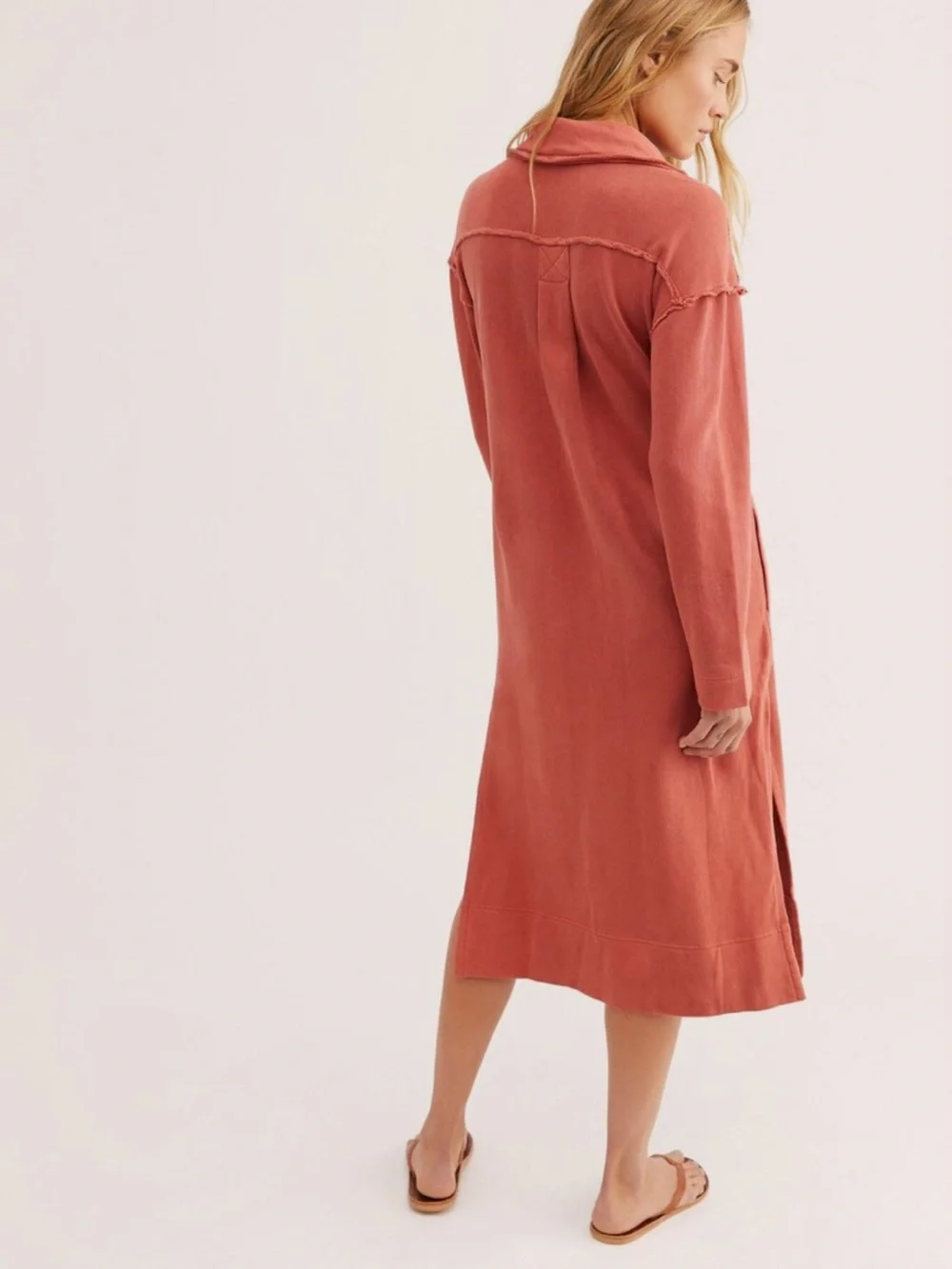 FREE PEOPLE Sz S ON MY WAY POLO PULLOVER DRESS IN CORAL